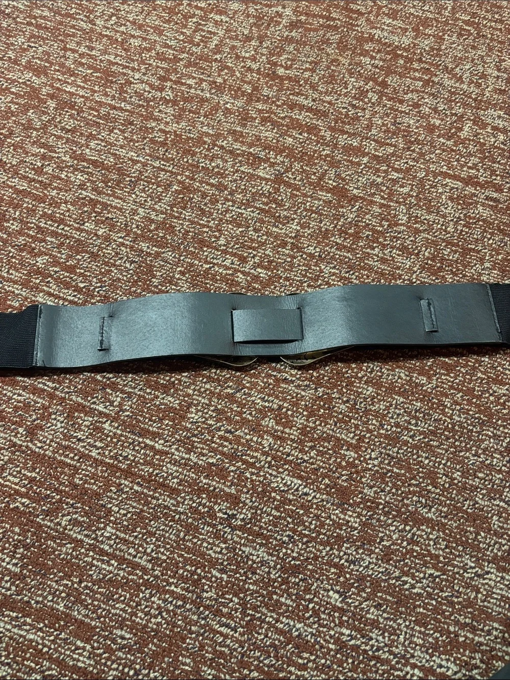 Double western buckle Black Elastic Belt Gold tone Buckle stretch maximalist Med